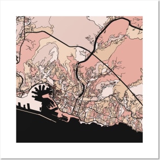 Genoa Map Pattern in Soft Pink Pastels Posters and Art